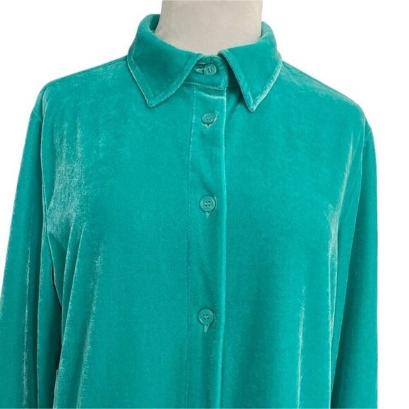 Soft Surroundings Size Medium Velvet Top Blouse Button Down - Picture 2 of 6